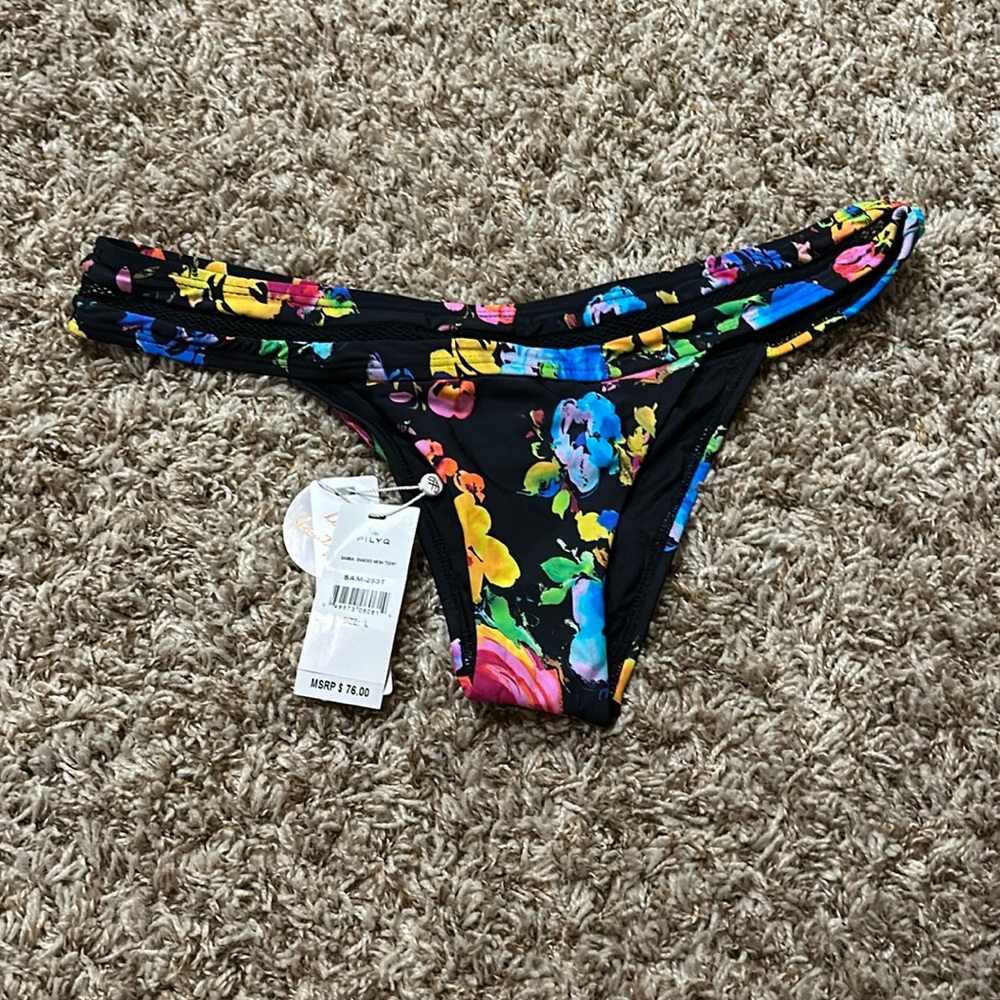 NWT Pilyq Samba floral bikini bottoms sz large